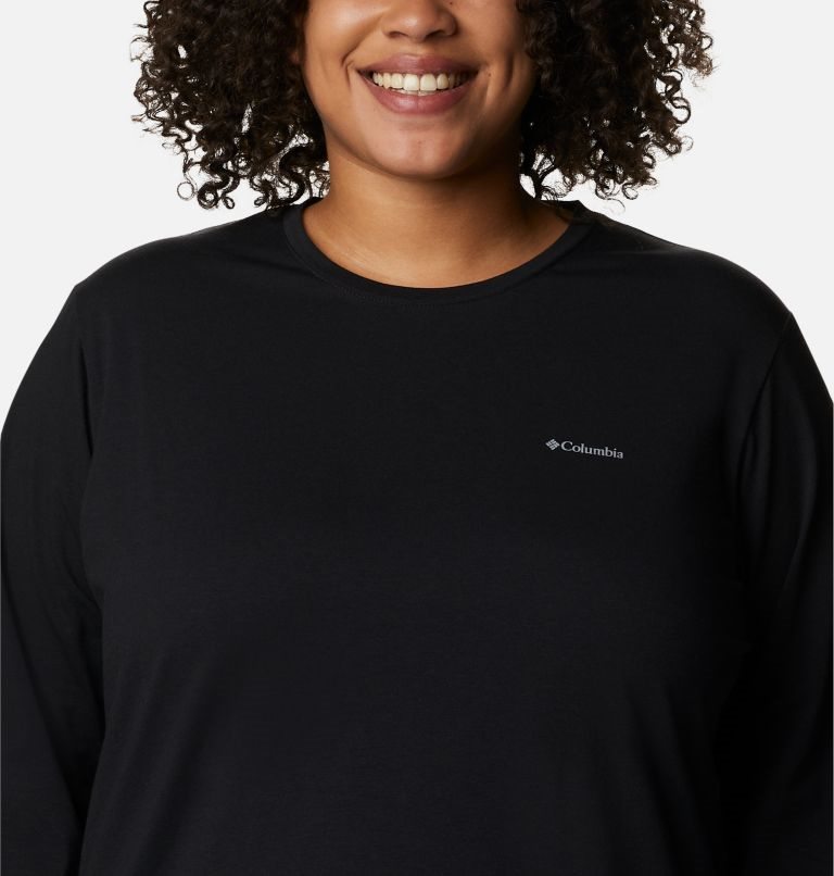 Women's Columbia Sun Trek Long Sleeve Sweatshirts Black | Plus Size CA-NA413